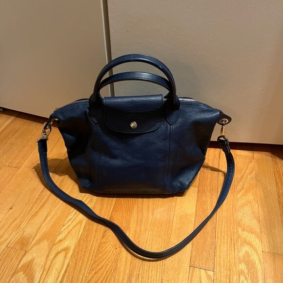 Longchamp Leather Le Pliage (Medium Size in Navy Blue) - Picture 10 of 16